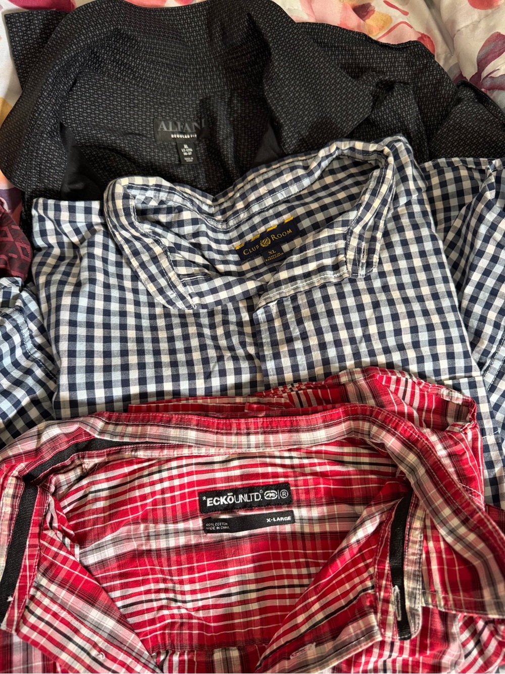 Men’s Long Sleeve Button-Down Shirt Bundle - Red, Black, Purple - Picture 4 of 4